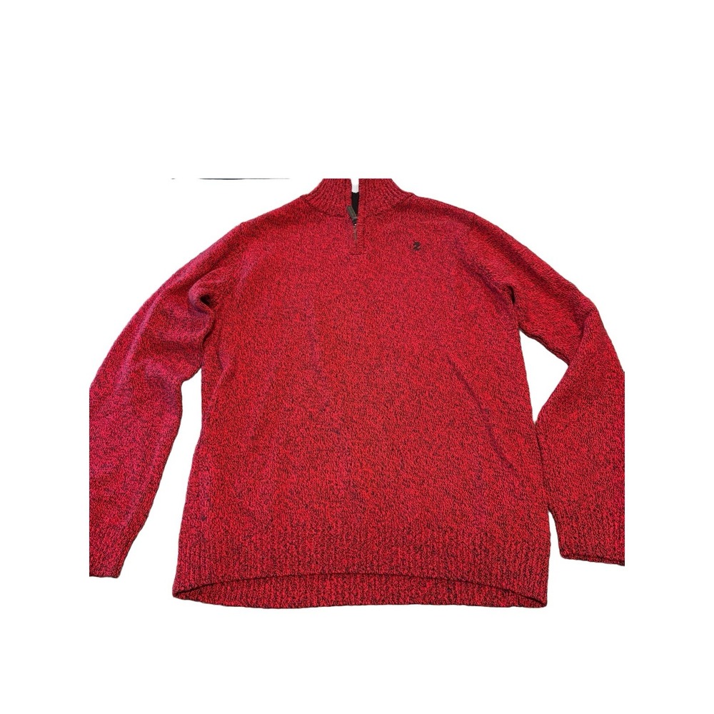 IZOD Boy's Christmas Red Quarter‎ Zip Knit Sweater 100% Cotton Size XL 18/20